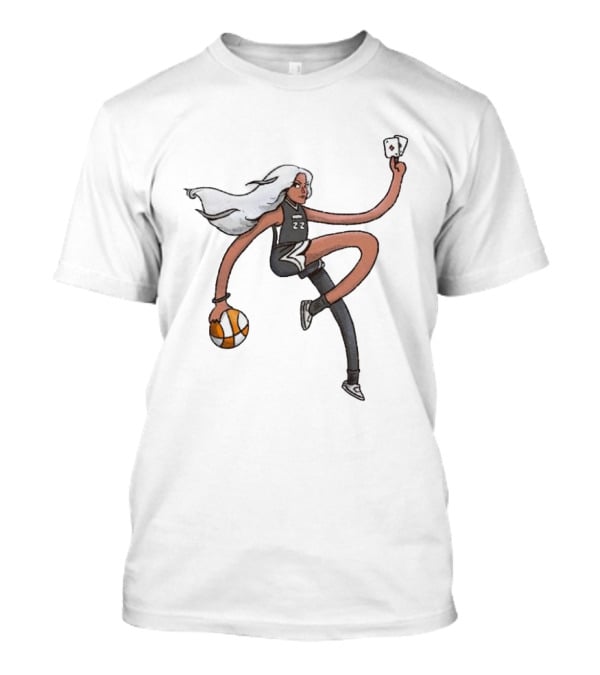 A’ja Wilson Las Vegas Aces Number 22 Holding Basketball And Ace Card T-Shirt