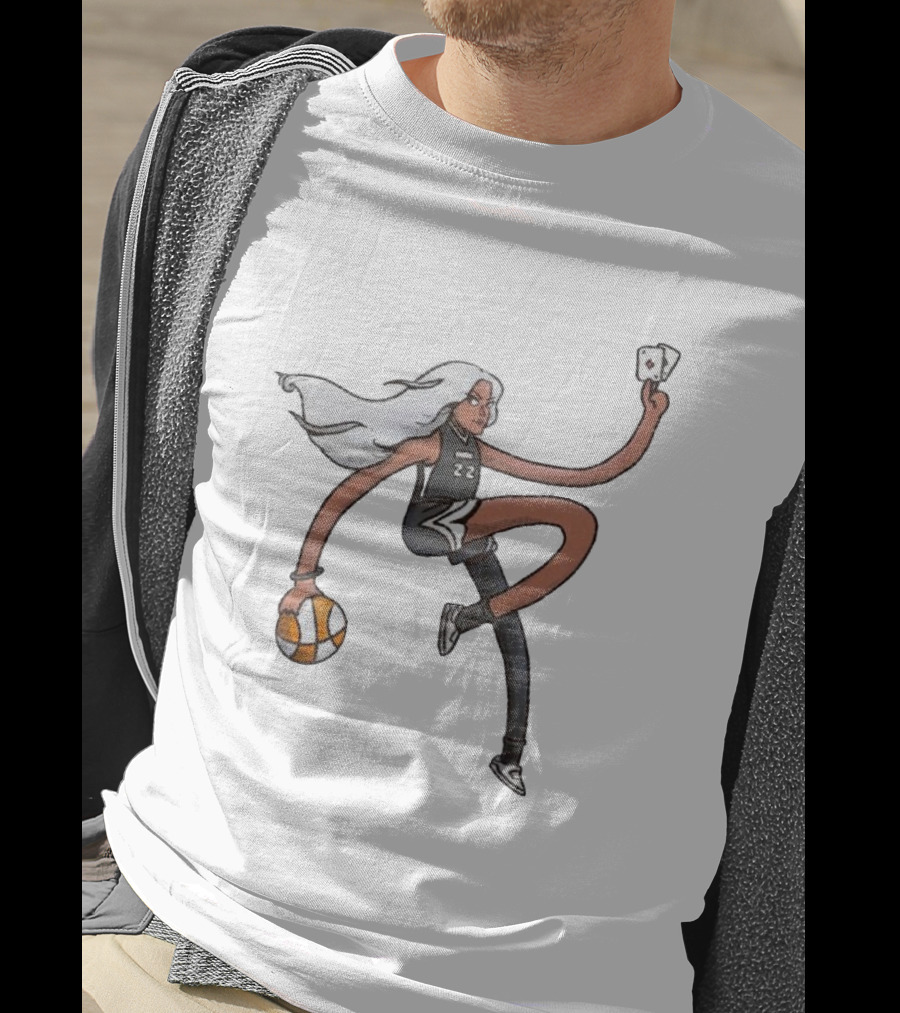 A’ja Wilson Las Vegas Aces Number 22 Holding Basketball And Ace Card T-Shirt