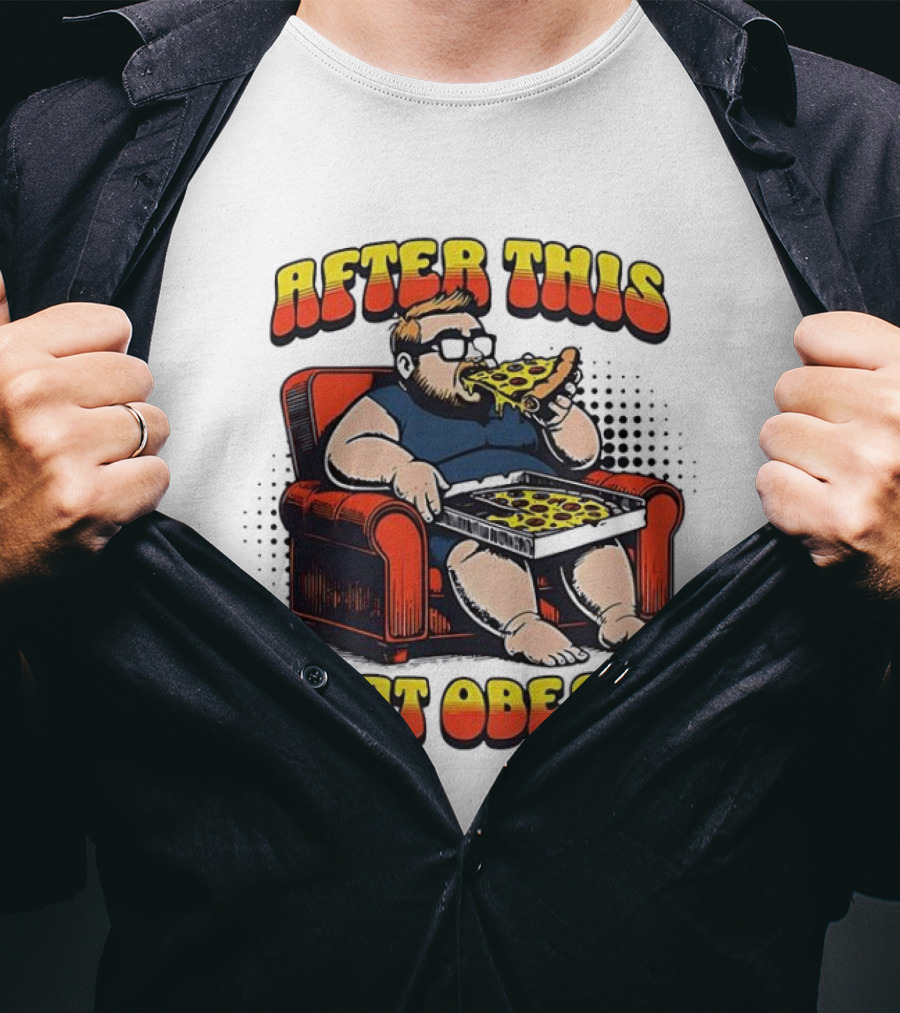 After This I Beat Obesity Pizza Eating Caricature T-Shirt