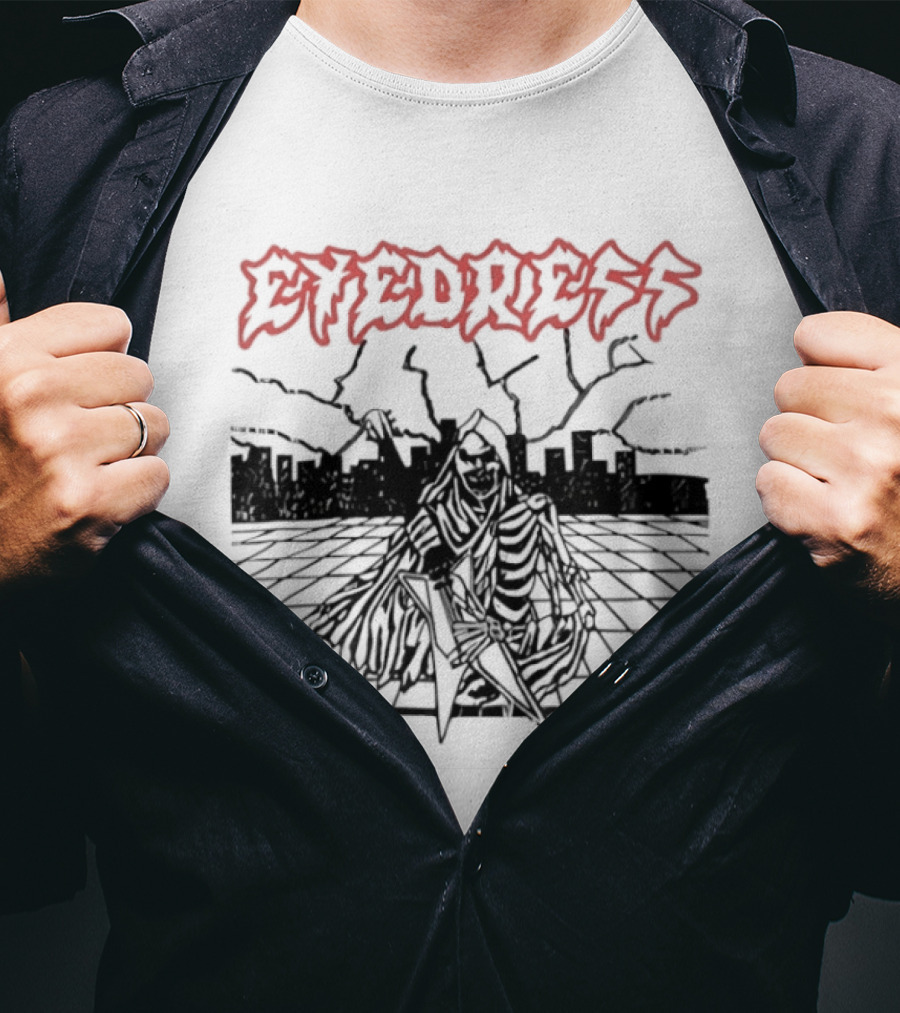Eyedress Hesher Lightning Skeleton Design T-Shirt