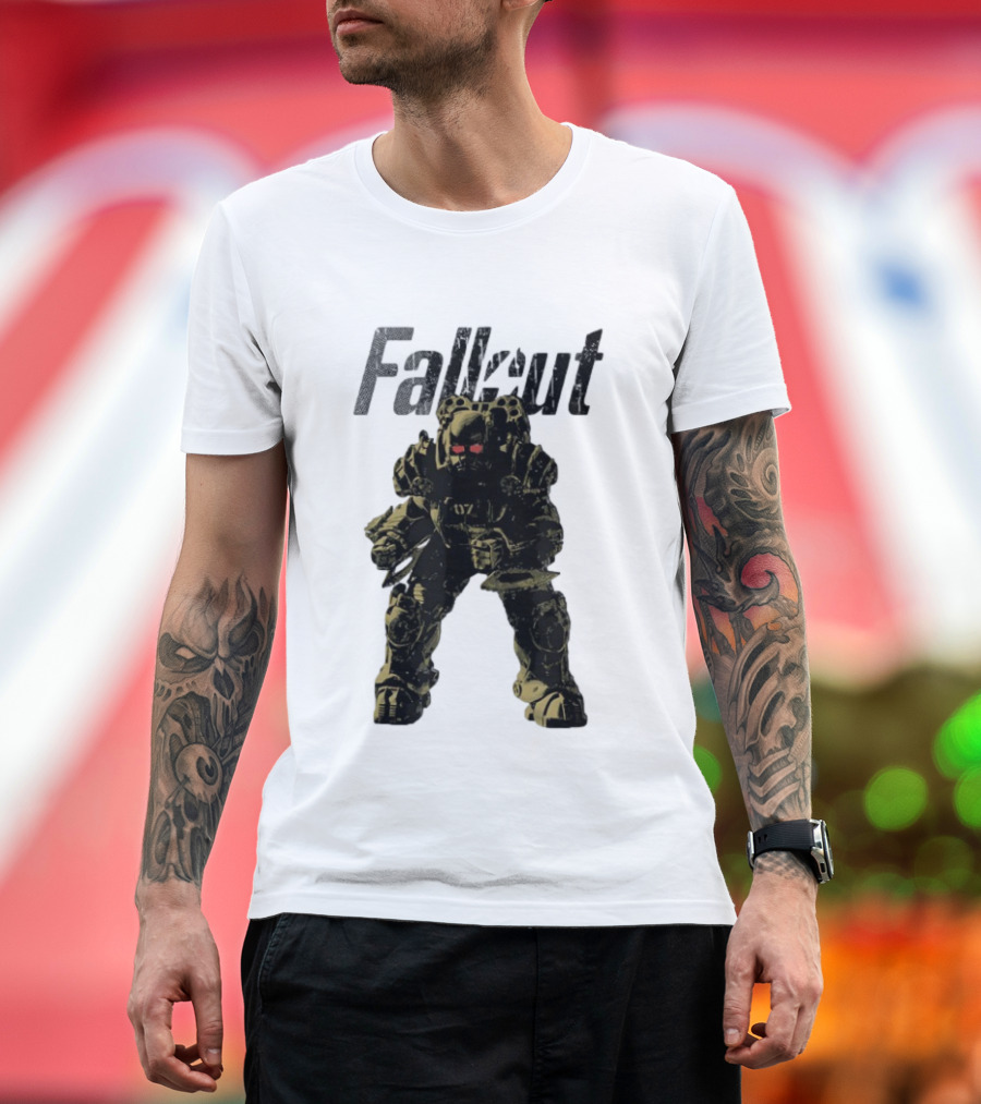 Fallout Power Armor Iconic Gaming Symbol Bold Apocalyptic Style T-Shirt