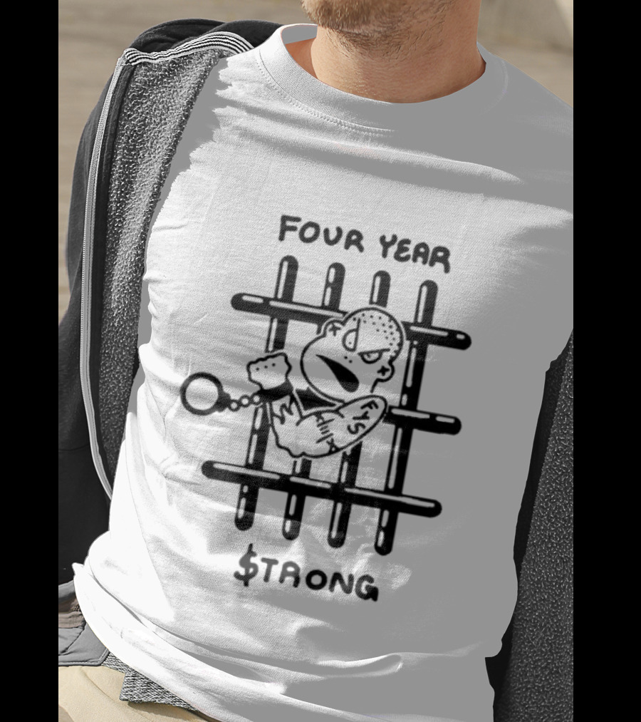 Four Year Strong Cartoon Prison Bars Character T-Shirt