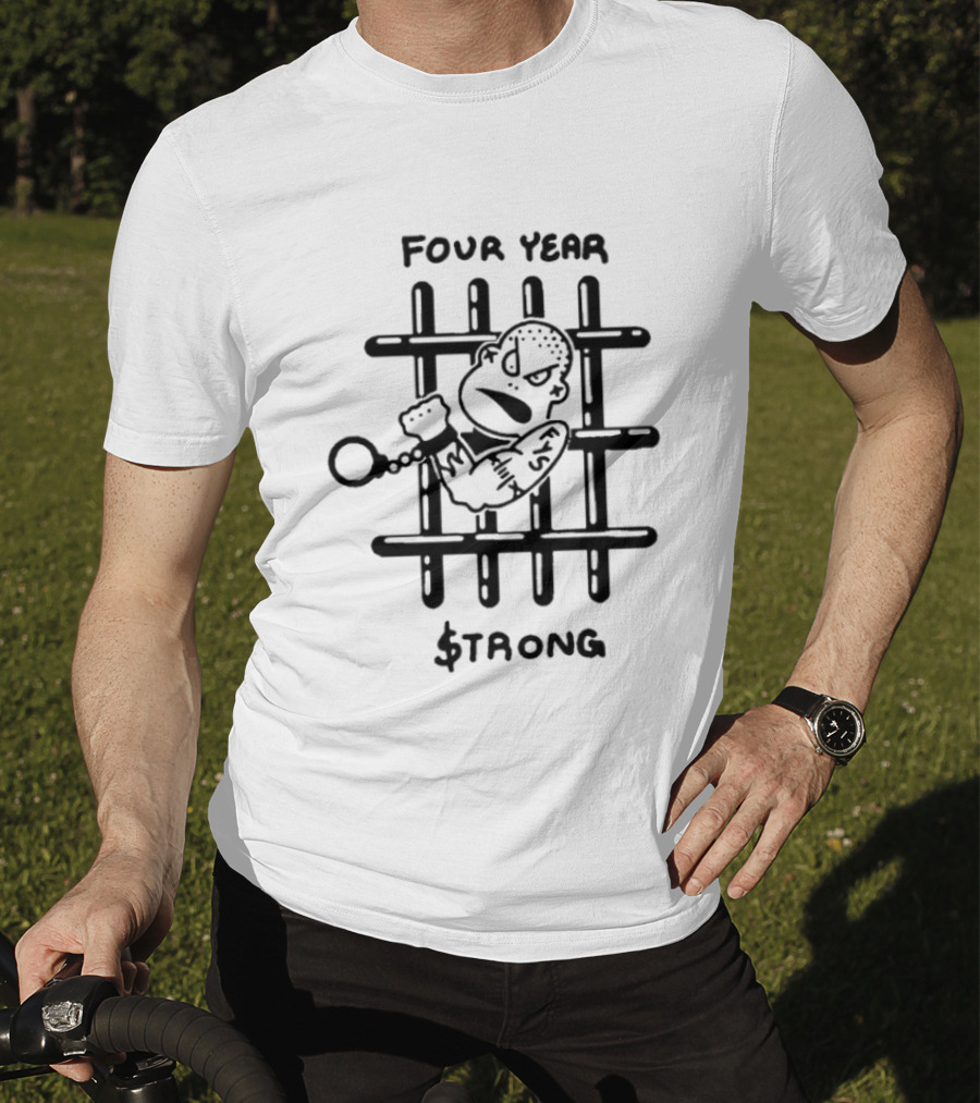 Four Year Strong Cartoon Prison Bars Character T-Shirt