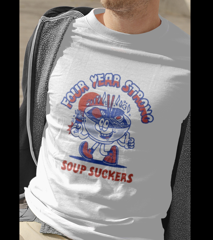 Four Year Strong Soup Suckers Retro Cartoon Bowl Character T-Shirt