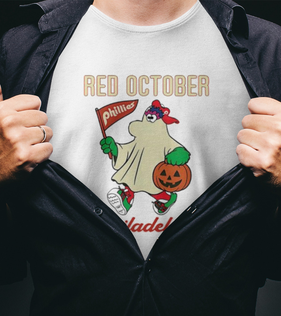 Red October Phillies Phanatic Ghost Halloween Pumpkin T-Shirt