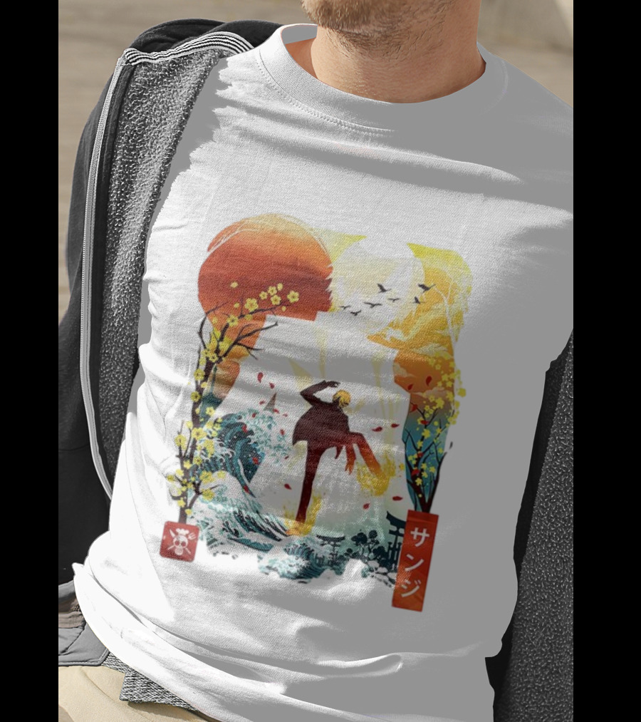 Sanji One Piece Anime Ukiyo-e Style Lunar New Year Japan Art T-Shirt