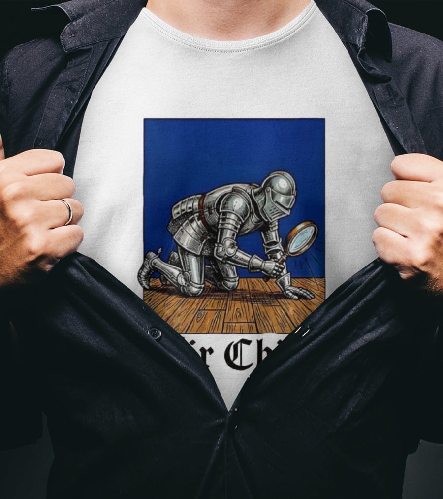 Sir Ching Knight Armor Magnifying Glass Search T-Shirt