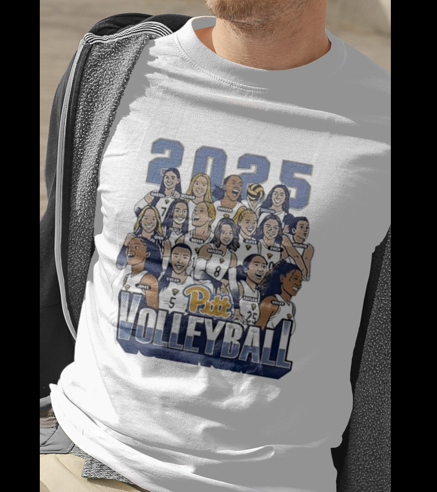 Pitt Volleyball 2025 Pittsburgh Panthers Team Caricature T-Shirt