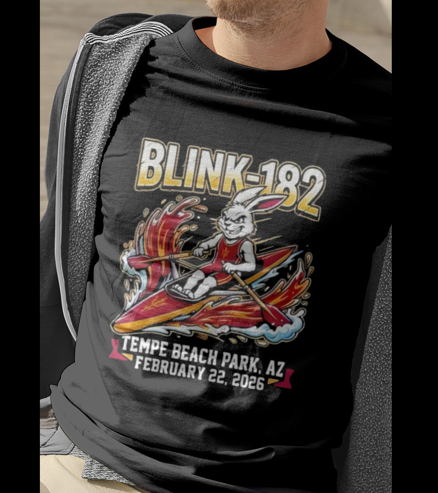 Blink 182 Tempe Beach Park AZ February 22 2026 Rowing Bunny T-Shirt