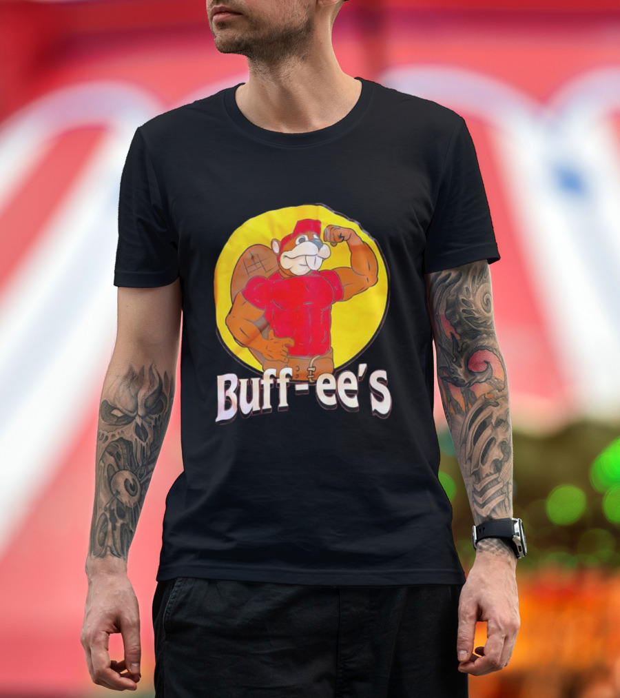Buff Ee's Gym Muscular Beaver Flexing Muscles T-Shirt