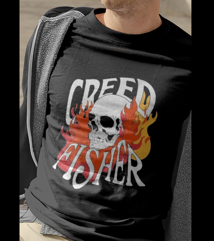 Creed Fisher Skull Flames Fire T-Shirt