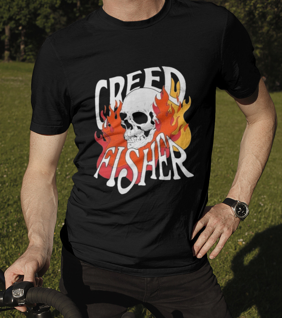 Creed Fisher Skull Flames Fire T-Shirt
