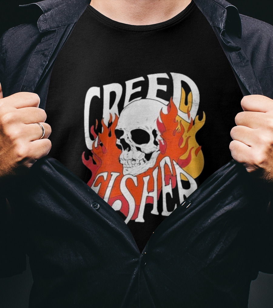 Creed Fisher Skull Flames Fire T-Shirt