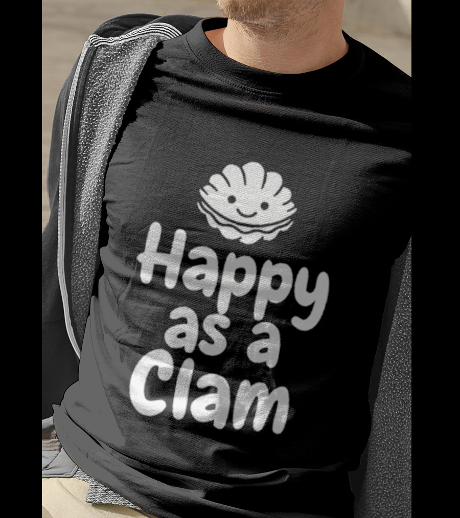 Happy As A Clam Cute Smiling Sea Shell T-Shirt