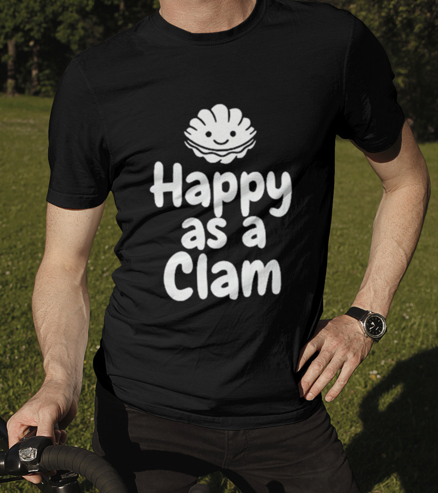 Happy As A Clam Cute Smiling Sea Shell T-Shirt