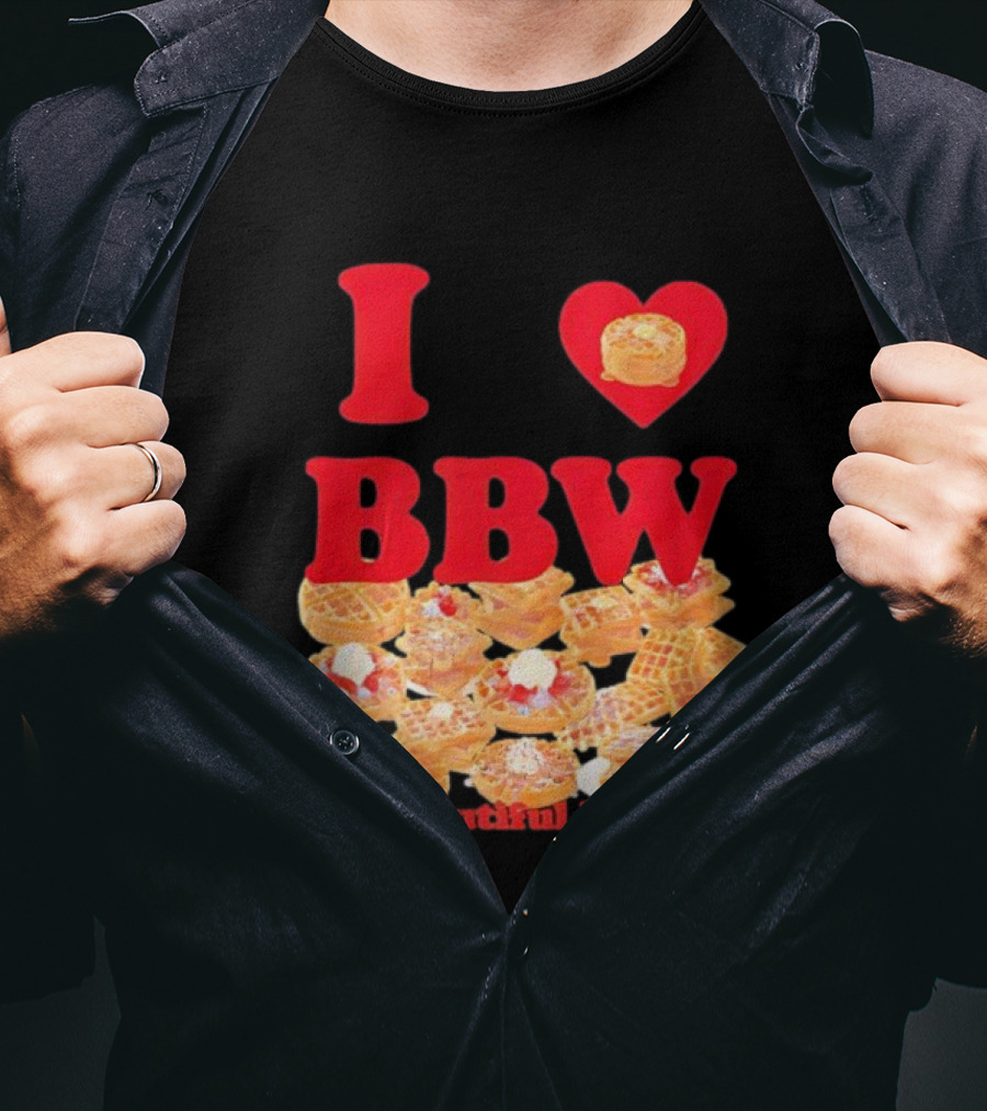 I Love BBW Big Beautiful Waffles Fun Food Lover Festival T-Shirt