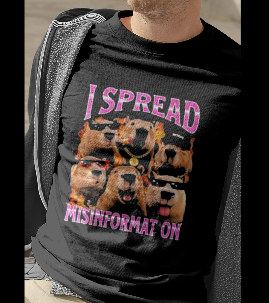 I Spread Misinformation Capybara Meme With Cool Capybaras In Sunglasses And Accessories T-Shirt