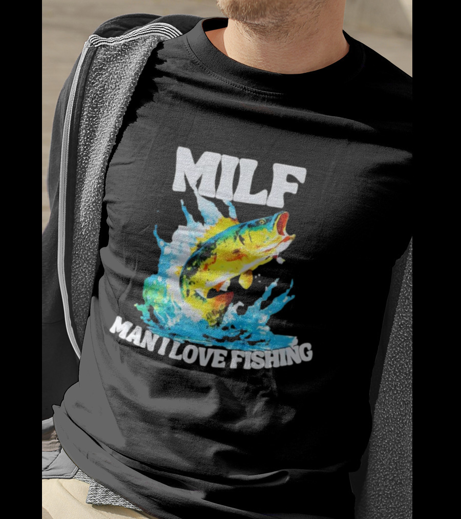 MILF Man I Love Fishing Peacock Bass Splashing Water T-Shirt