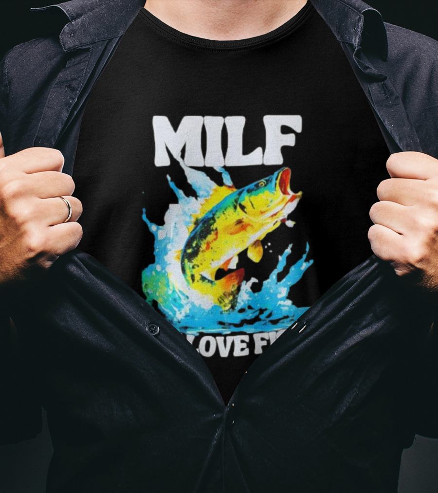 MILF Man I Love Fishing Peacock Bass Splashing Water T-Shirt