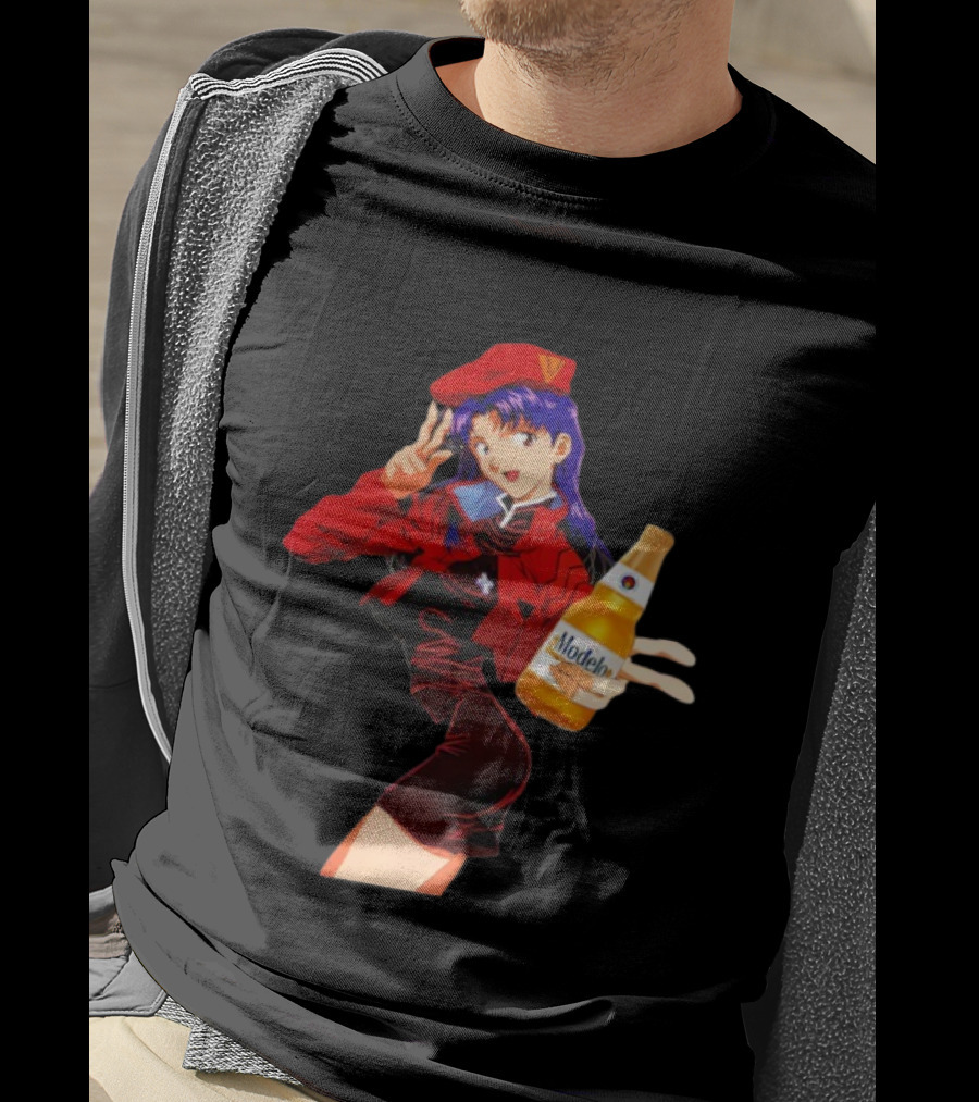 Misato Katsuragi Modelo Especial Beer Anime Fusion T-Shirt
