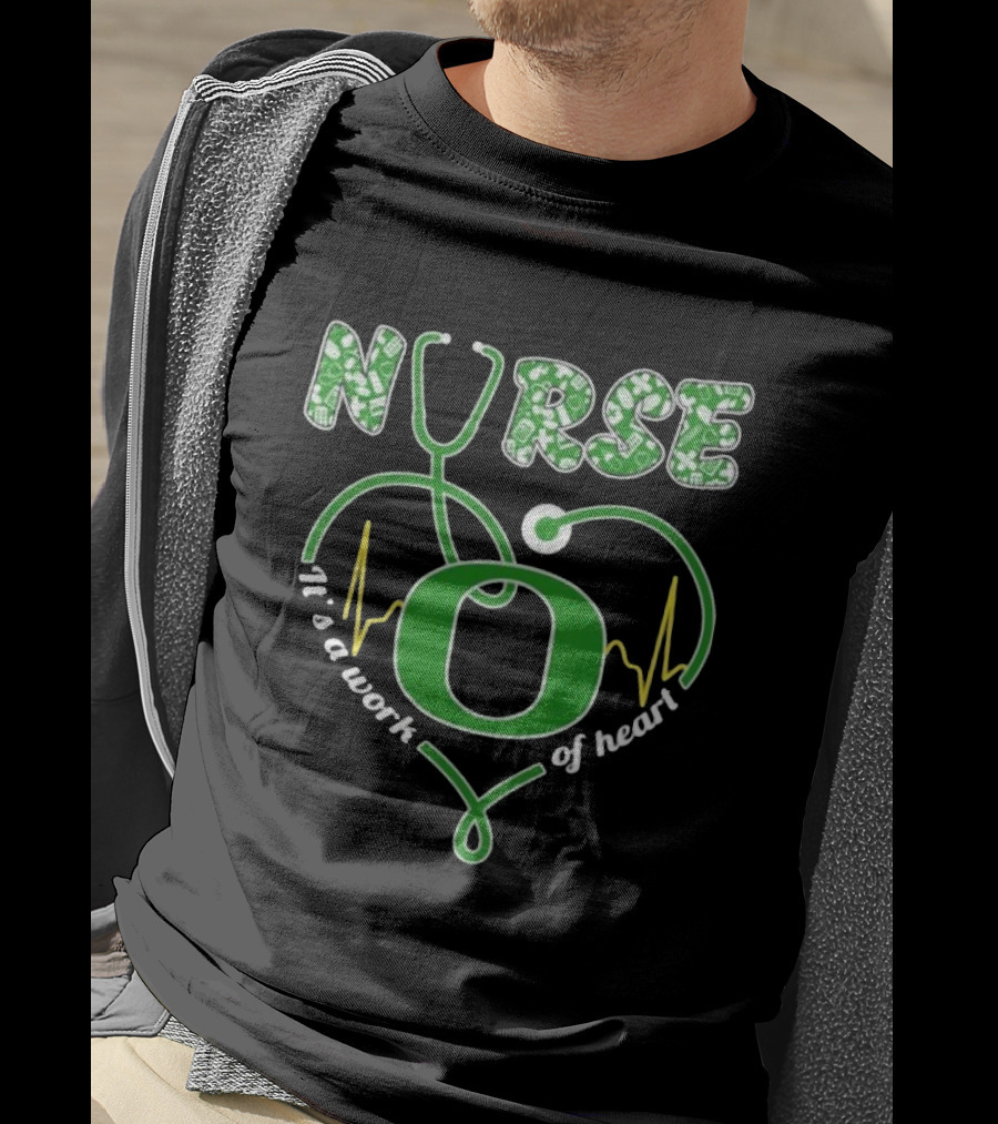 Oregon Ducks Nurse It’s A Work Of Heart Stethoscope T-Shirt