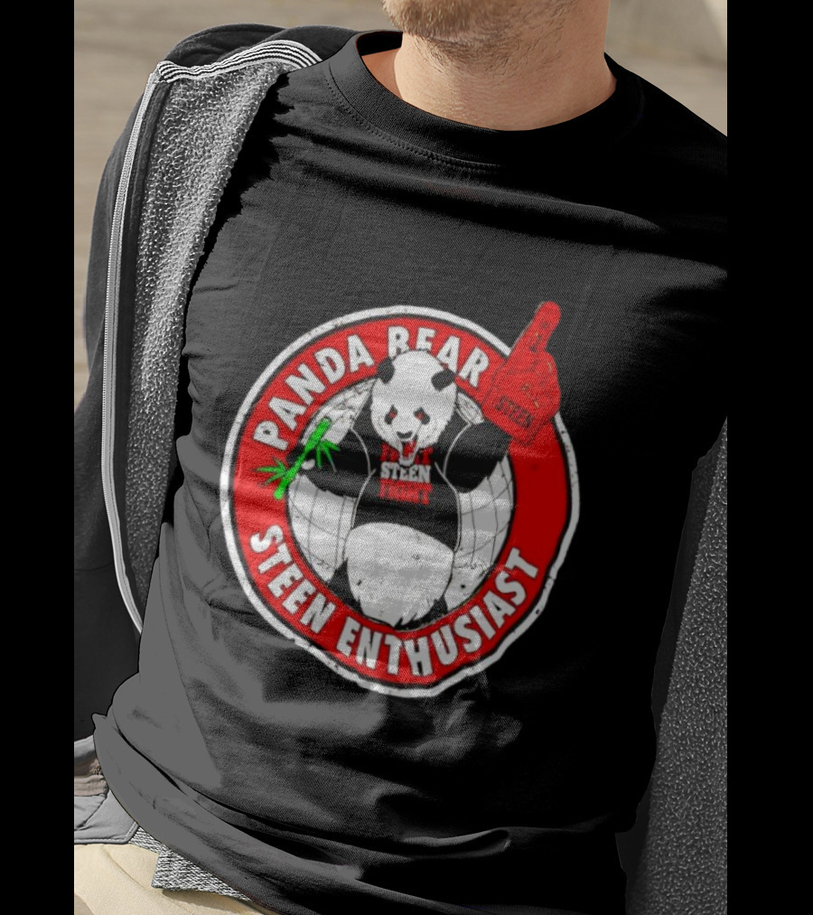 Panda Bear Steen Fight Enthusiast With Foam Finger And Bamboo T-Shirt