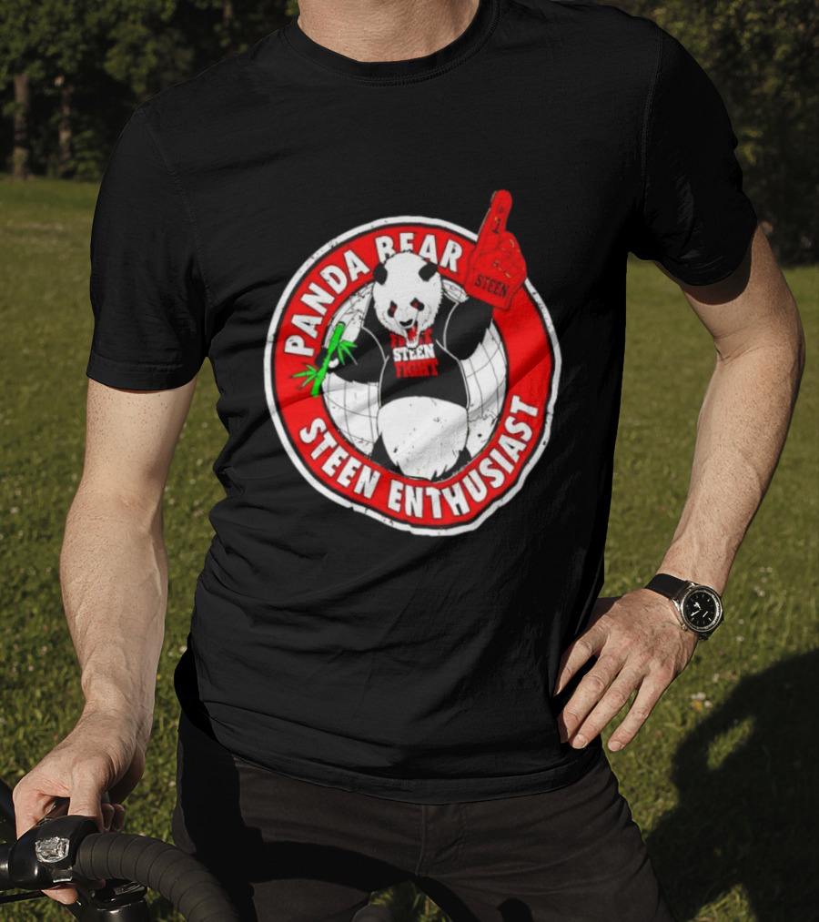 Panda Bear Steen Fight Enthusiast With Foam Finger And Bamboo T-Shirt