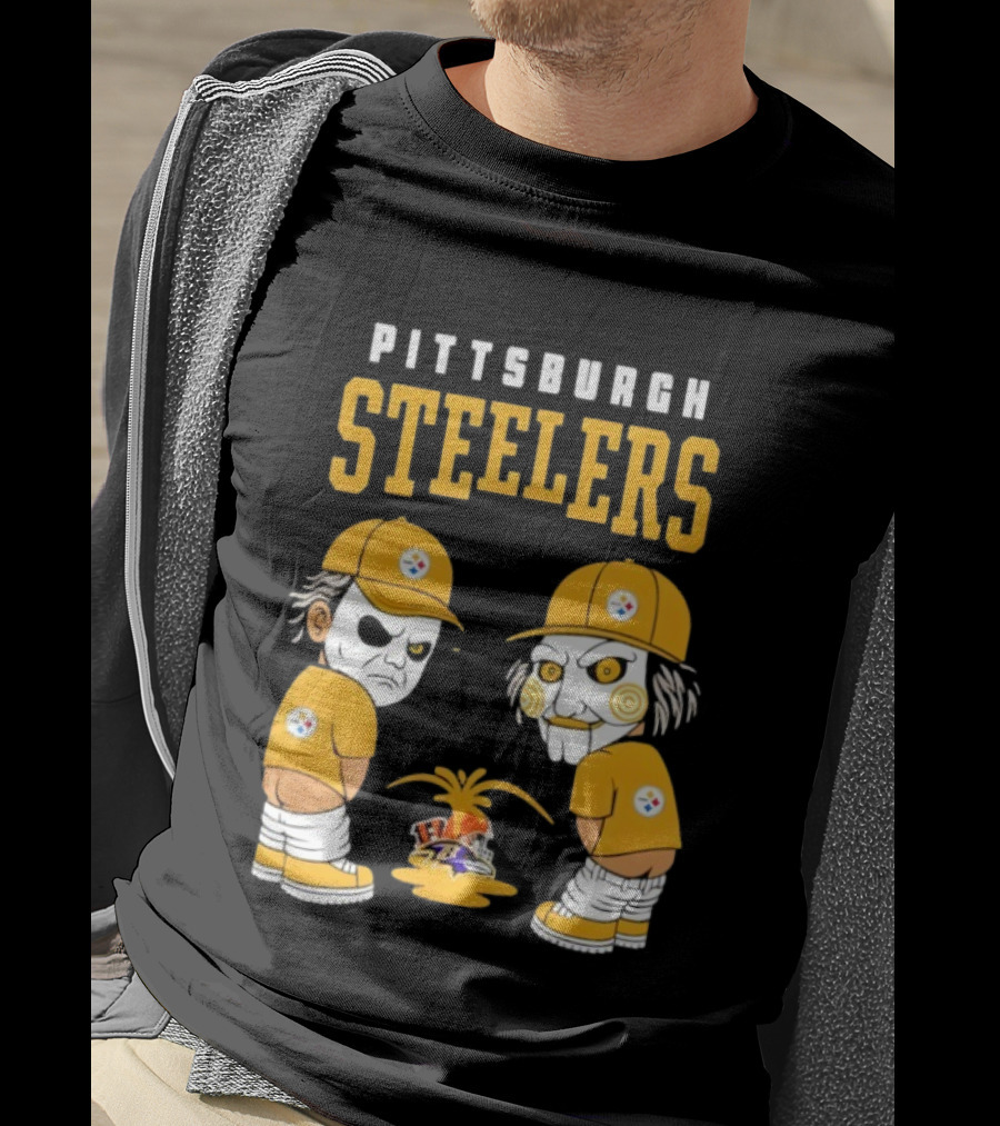 Pittsburgh Steelers Michael Myers Billy The Puppet Baltimore Ravens Vs Cleveland Browns Rivalry T-Shirt