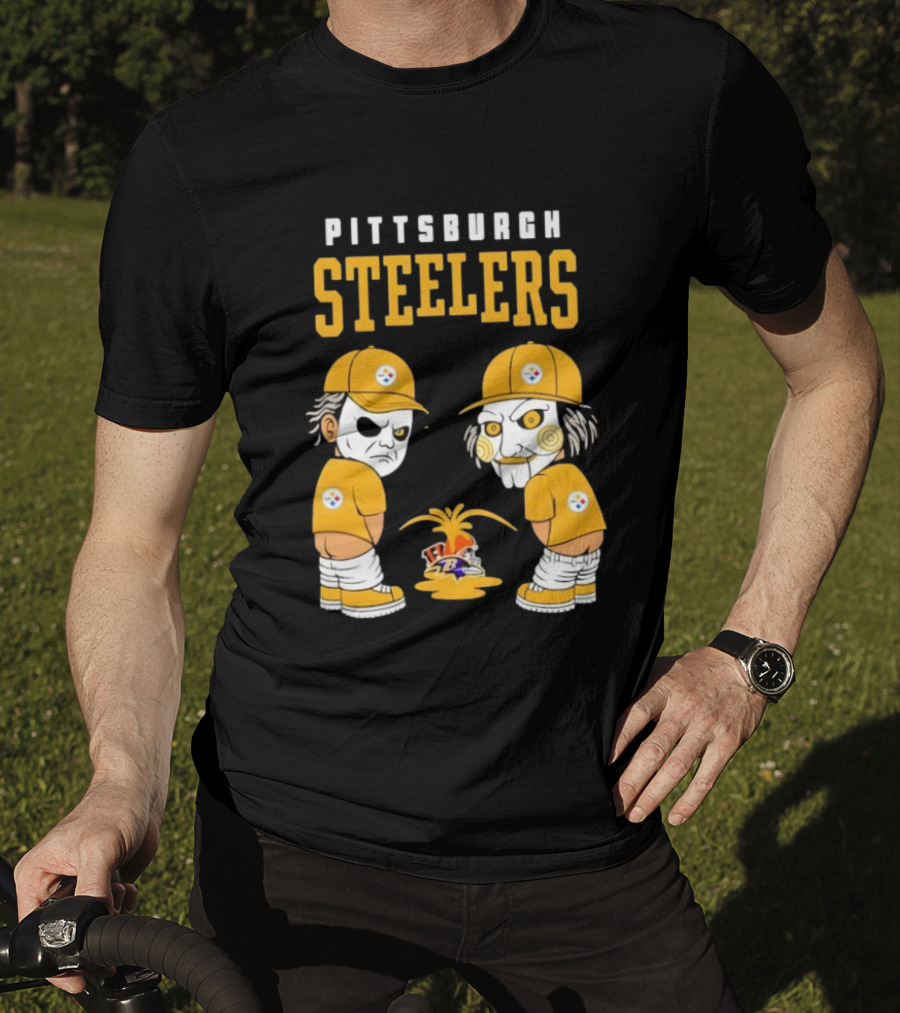 Pittsburgh Steelers Michael Myers Billy The Puppet Baltimore Ravens Vs Cleveland Browns Rivalry T-Shirt