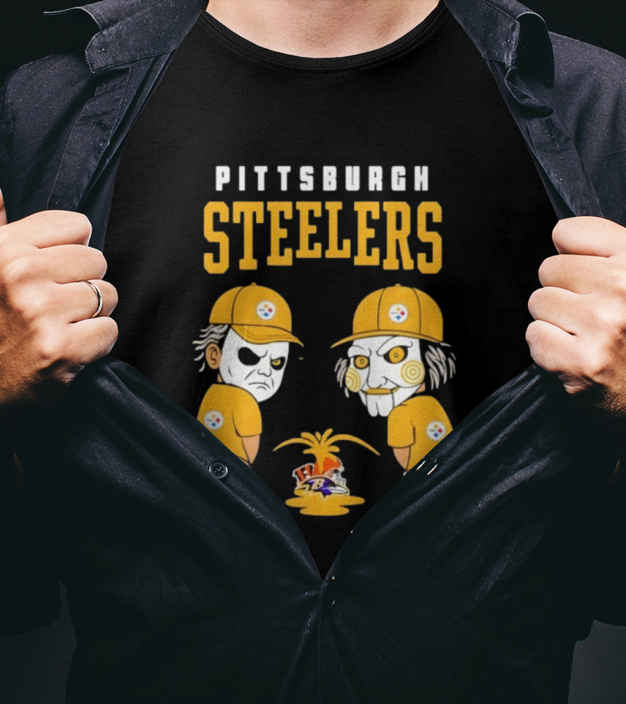Pittsburgh Steelers Michael Myers Billy The Puppet Baltimore Ravens Vs Cleveland Browns Rivalry T-Shirt