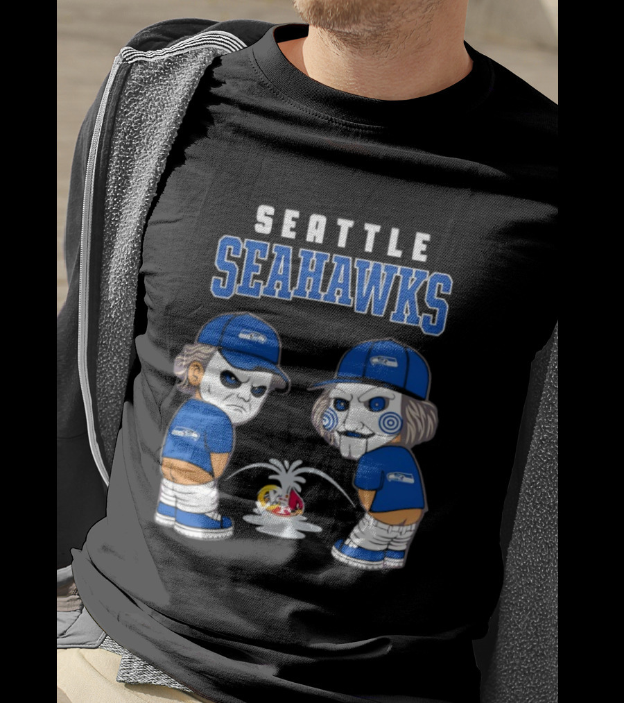 Seattle Seahawks Michael Myers Billy The Puppet Piss On Rival Teams T-Shirt