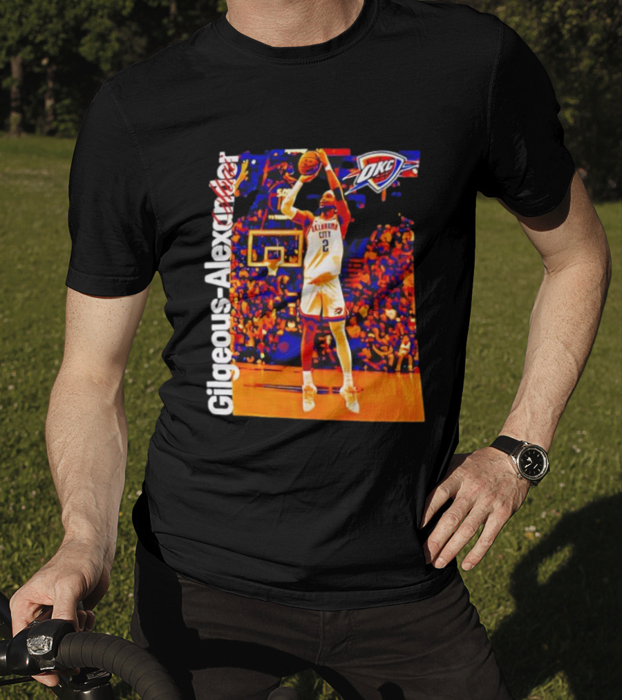 Oklahoma City Thunder Shai Gilgeous Alexander Basketball Action OKC Fans Gear T-Shirt