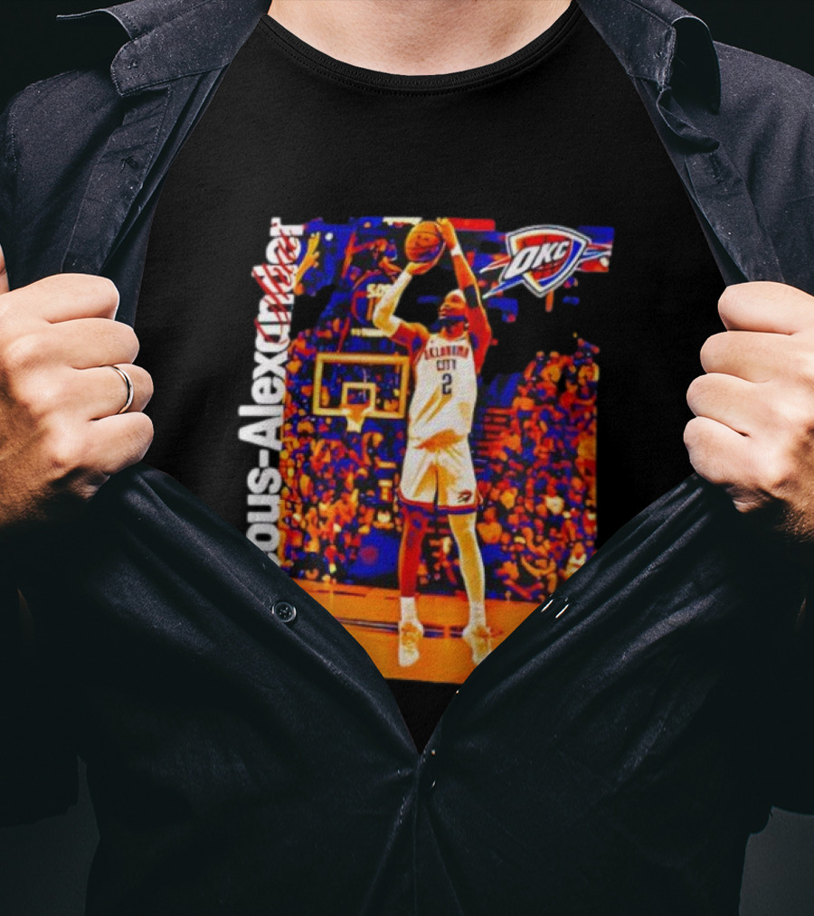 Oklahoma City Thunder Shai Gilgeous Alexander Basketball Action OKC Fans Gear T-Shirt