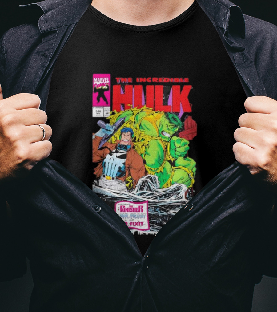 The Incredible Hulk Issue #396 Featuring The Punisher Mr. Fixit Mr. Frost Marvel Comics T-Shirt