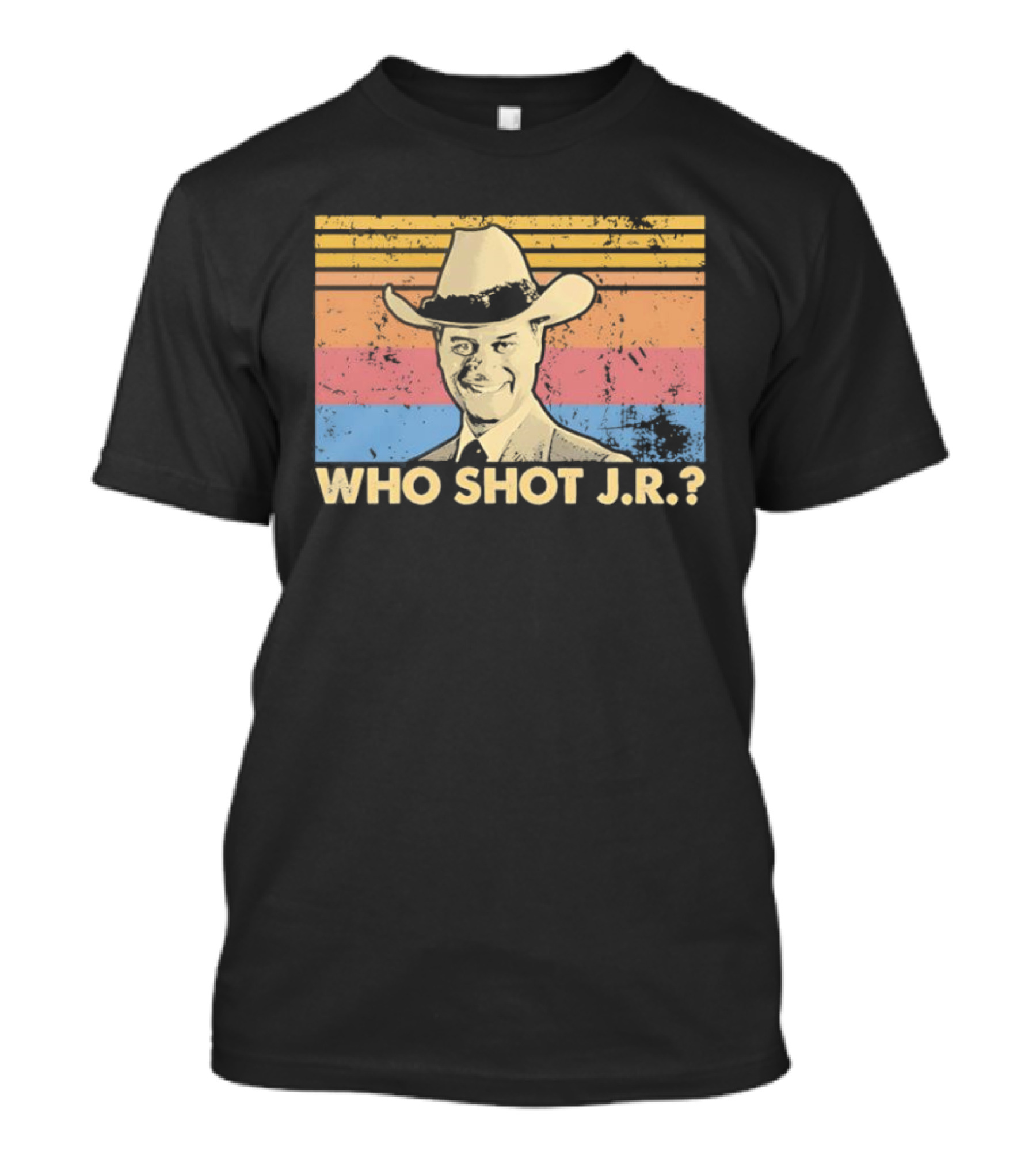 Who Shot J.R. Retro Cowboy Dallas TV Soap Opera Mystery T-Shirt
