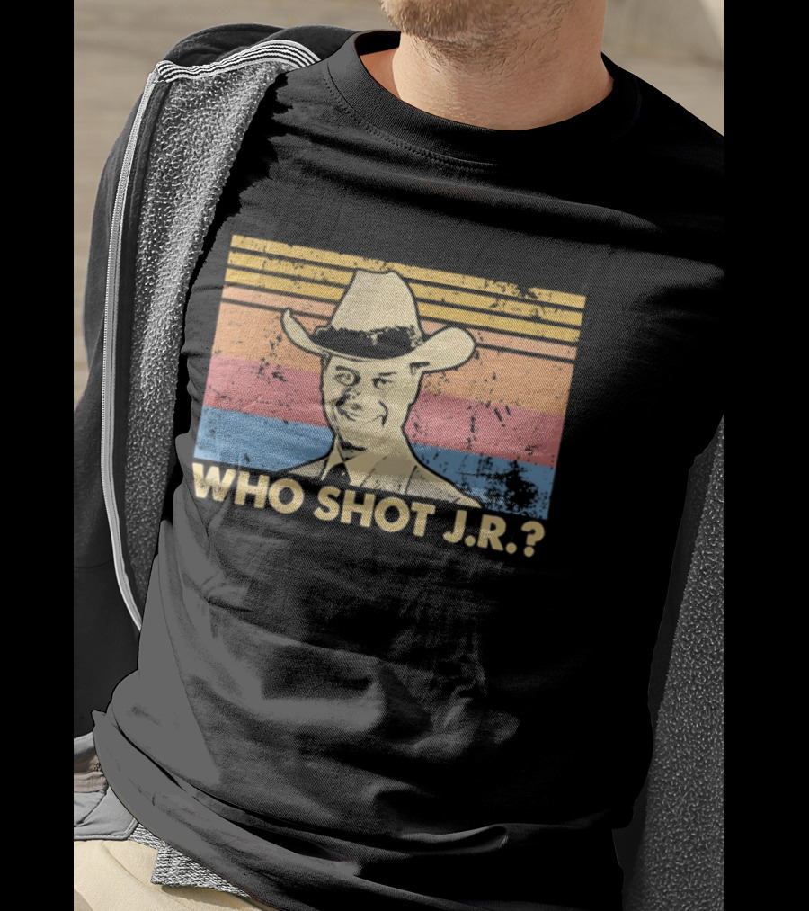 Who Shot J.R. Retro Cowboy Dallas TV Soap Opera Mystery T-Shirt