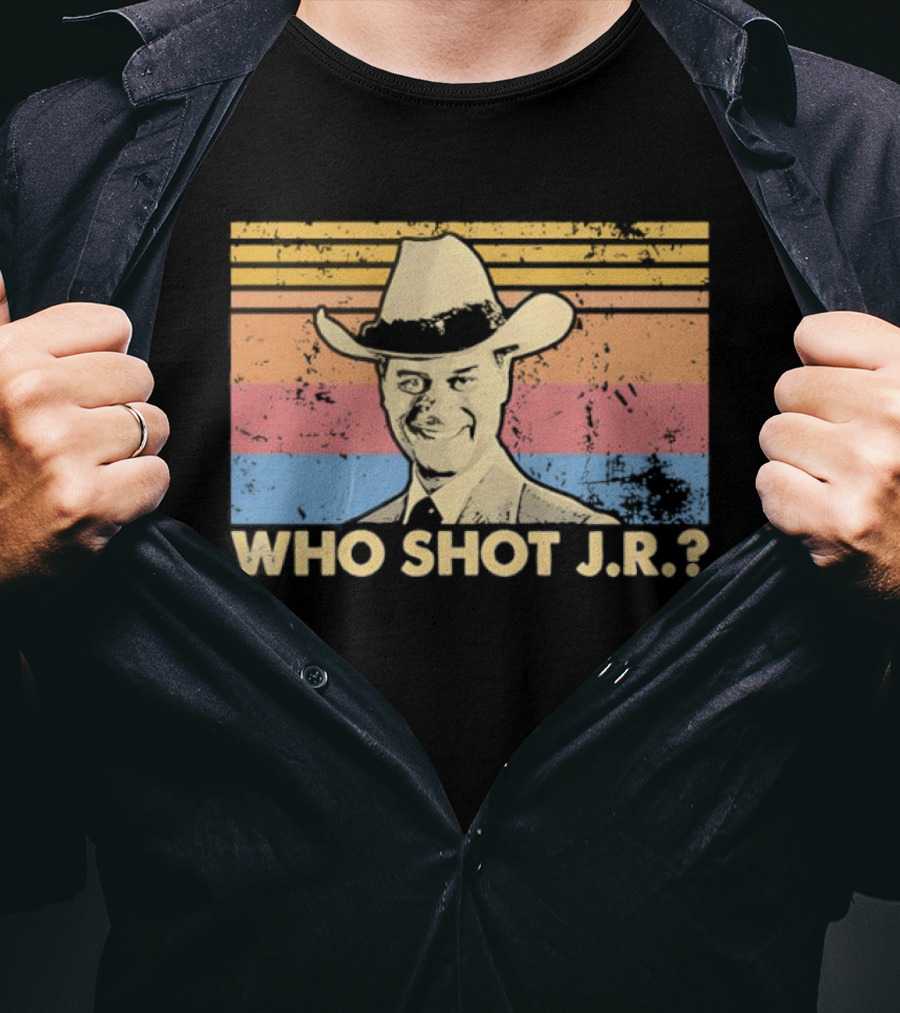 Who Shot J.R. Retro Cowboy Dallas TV Soap Opera Mystery T-Shirt