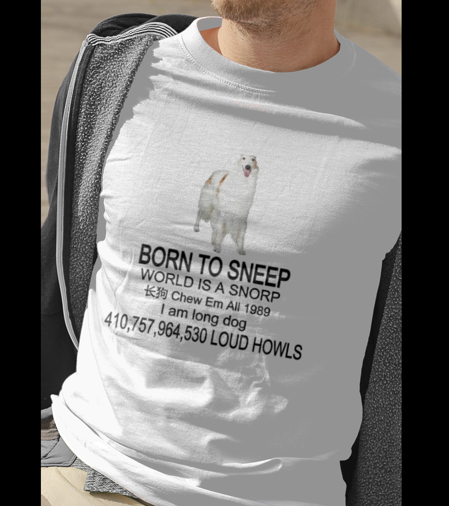 Borzoi Dog Born To Sneep World Is A Snorp I Am Long Dog T-Shirt