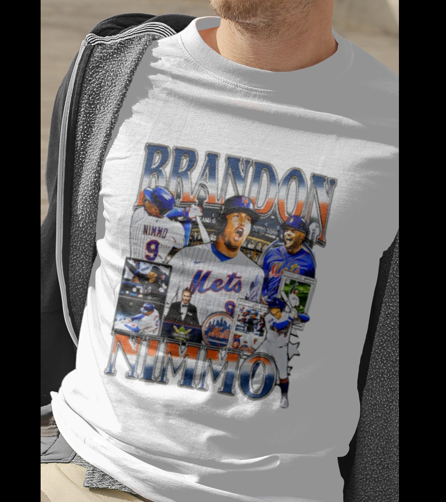 Brandon Nimmo New York Mets Vintage Collage Baseball Player Highlights T-Shirt