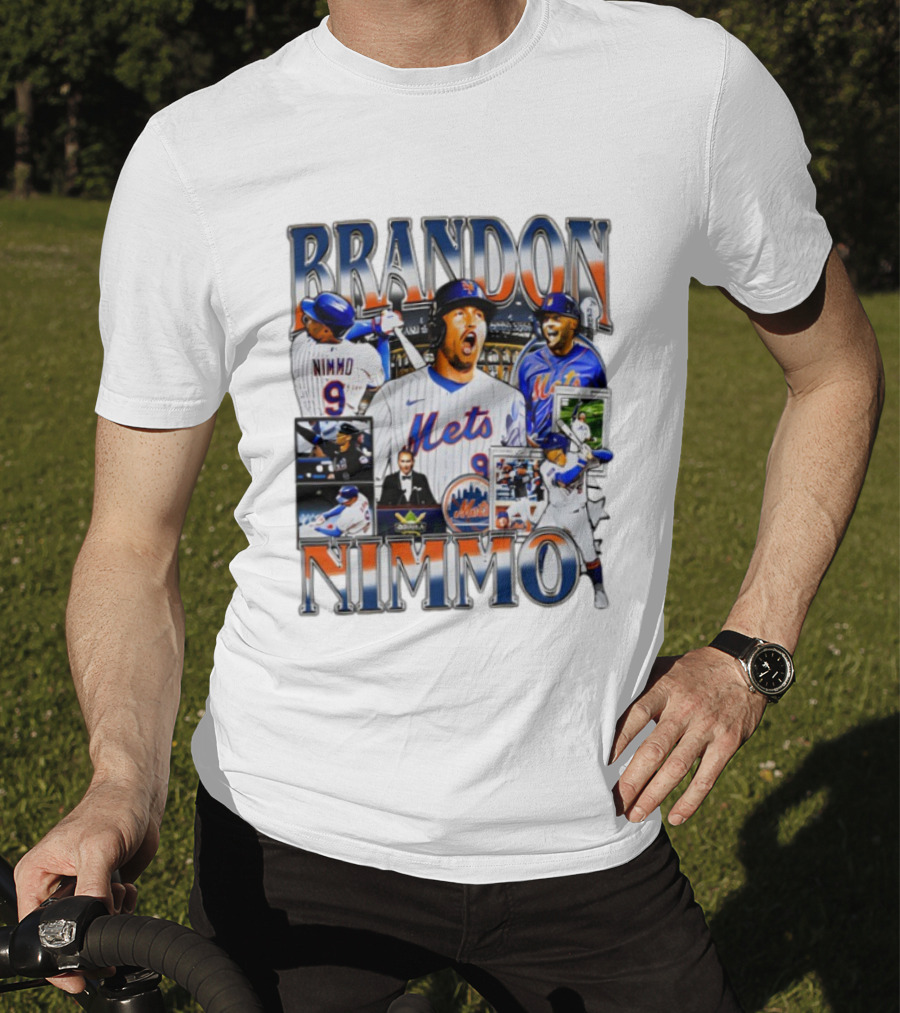 Brandon Nimmo New York Mets Vintage Collage Baseball Player Highlights T-Shirt