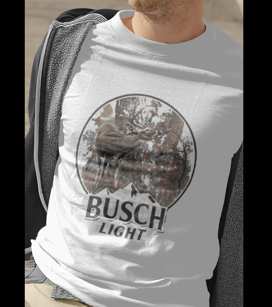 Busch Light Buck Deer In Forest Woods Scene T-Shirt