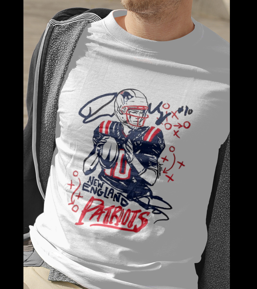 Drake Maye New England Patriots Quarterback XOXO Playbook T-Shirt