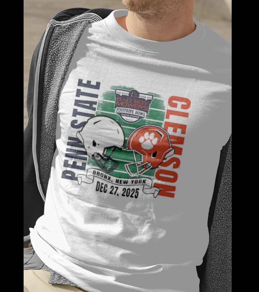 Clemson Vs Penn State Bad Boy Mowers Pinstripe Bowl 2025 Dueling Helmets T-Shirt