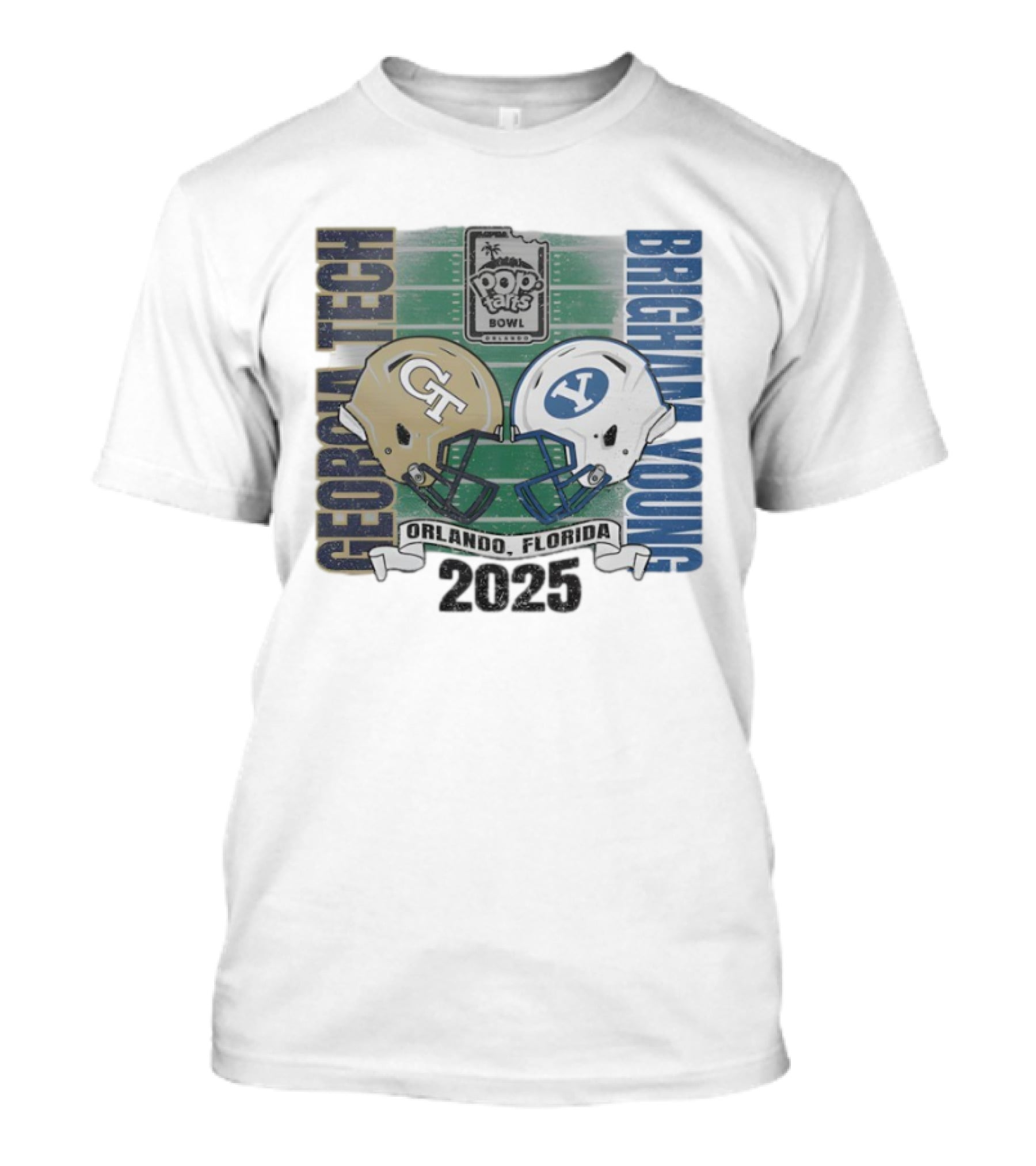 Georgia Tech Vs Brigham Young 2025 Pop Tarts Bowl Orlando Football Helmets T-Shirt