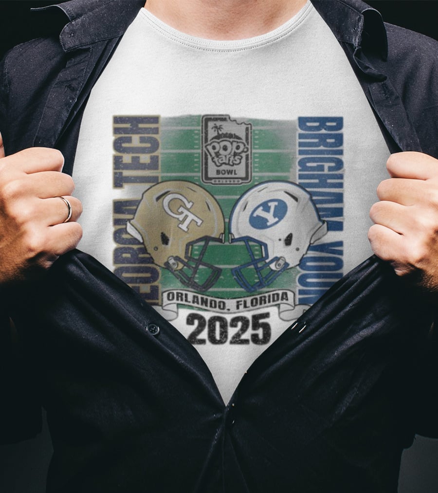 Georgia Tech Vs Brigham Young 2025 Pop Tarts Bowl Orlando Football Helmets T-Shirt
