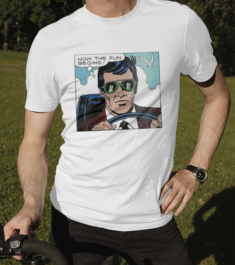 Now The Fun Begins Retro Driver Comic Panel T-Shirt