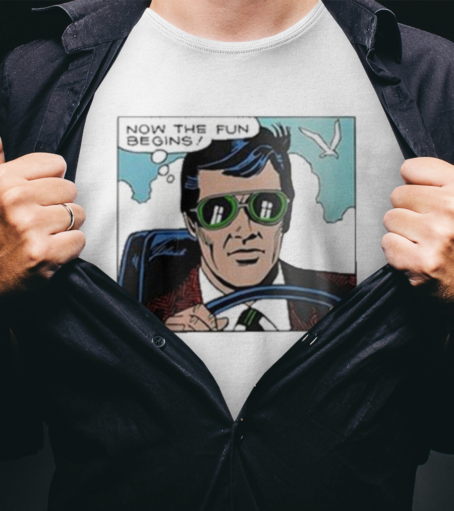 Now The Fun Begins Retro Driver Comic Panel T-Shirt