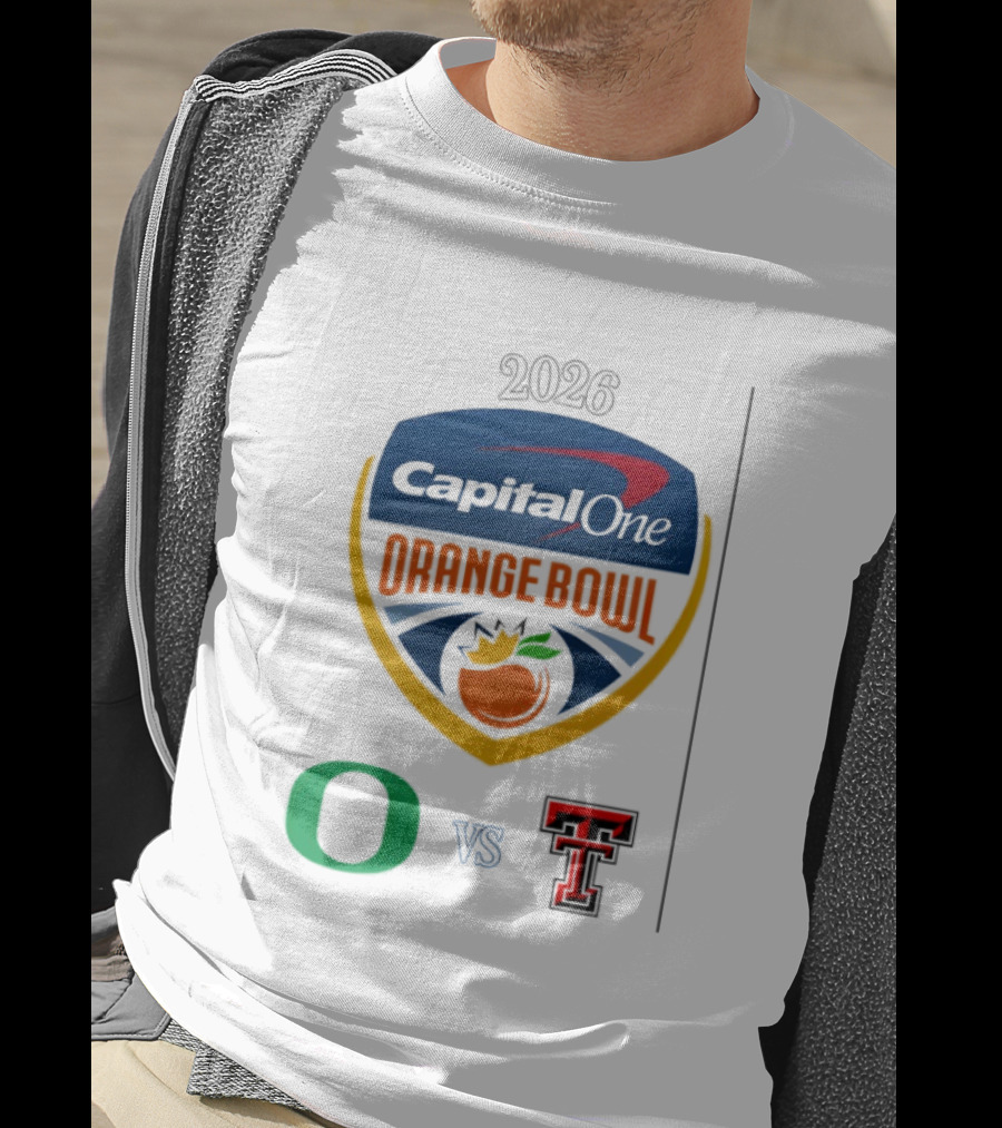 Oregon Ducks Vs Texas Tech Red Raiders 2026 Capital One Orange Bowl Matchup T-Shirt