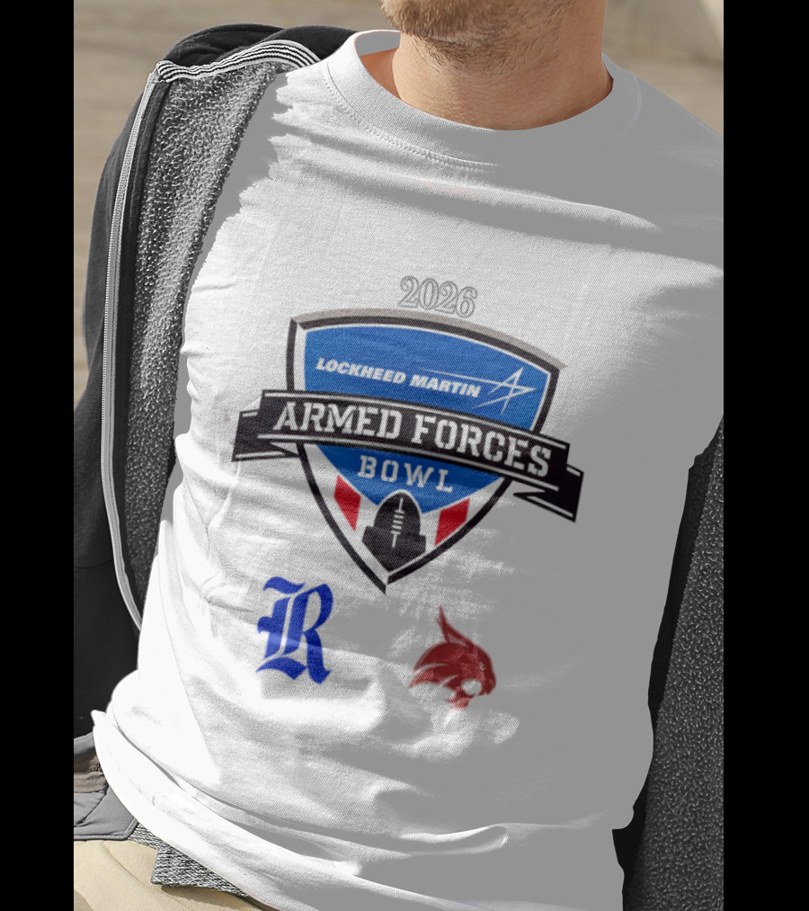 Rice Owls Vs Texas State Bobcats Lockheed Martin Armed Forces Bowl 2026 T-Shirt