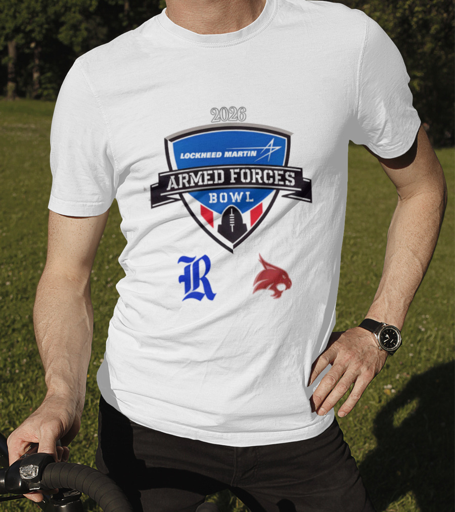 Rice Owls Vs Texas State Bobcats Lockheed Martin Armed Forces Bowl 2026 T-Shirt